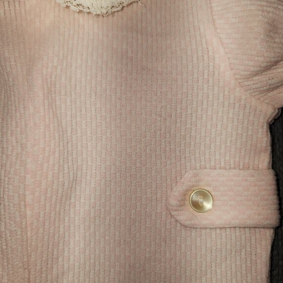 Vintage Baby Girls Baby Bliss Pink White Romper Outfit Small Collared Lace Trim - Picture 3 of 9